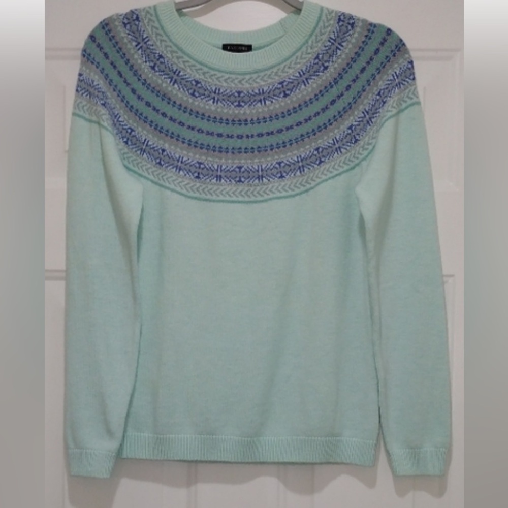 Talbots Mint Green Fair Isle Sweater